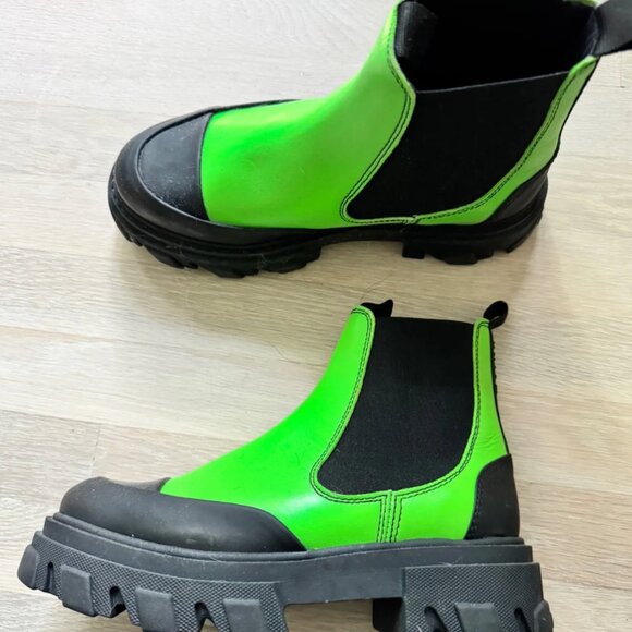 Ganni Low Chelsea Boots Flash Green EU 40  BRAND NEW NEVER WORN - Picture 2 of 6
